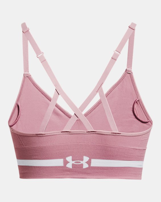 Women's UA Seamless Low Long Sports Bra in Pink image number 11
